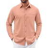 COOFANDY Mens Button Down Shirt Casual Untucked Shirts Long Sleeve Dress Shirt with Pocket(Pink)