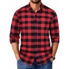 COOFANDY Mens Flannel Shirts Long Sleeve Plaid Casual Button Down Shirt(Buffalo Black Red)