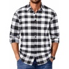COOFANDY Mens Flannel Shirts Long Sleeve Plaid Casual Button Down Shirt(Buffalo Black White)