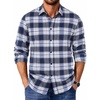 COOFANDY Mens Flannel Shirts Long Sleeve Plaid Casual Button Down Shirt(Plaid – Navy White)