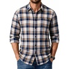 COOFANDY Mens Flannel Shirts Long Sleeve Plaid Casual Button Down Shirt(Plaid- Navy Coffee)