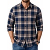 COOFANDY Mens Flannel Shirts Long Sleeve Plaid Casual Button Down Shirt(Plaid- Navy Khaki)
