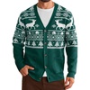 Coofandy Ugly Christmas Sweater Men Xmas Sweater Knitted Cardigan Holiday(Green_reindeer)