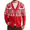 Coofandy Ugly Christmas Sweater Men Xmas Sweater Knitted Cardigan Holiday(Red_reindeer)