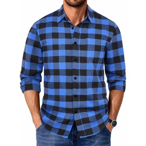 COOFANDY Mens Flannel Shirts Long Sleeve Plaid Casual Button Down Shirt(Buffalo Black Blue)