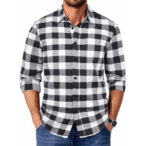COOFANDY Mens Flannel Shirts Long Sleeve Plaid Casual Button Down Shirt(Buffalo Black White)