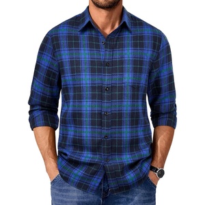 COOFANDY Mens Flannel Shirts Long Sleeve Plaid Casual Button Down Shirt(Plaid – Black Blue)