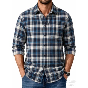 COOFANDY Mens Flannel Shirts Long Sleeve Plaid Casual Button Down Shirt(Plaid – Blue White)