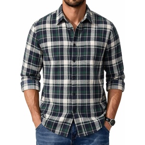 COOFANDY Mens Flannel Shirts Long Sleeve Plaid Casual Button Down Shirt(Plaid – White Green)