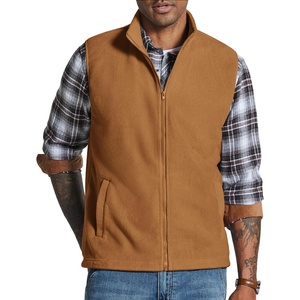 COOFANDY Men’s Polar Fleece Vest Lightweight Sleeveless Zip Up Jacket Warm(Brown)
