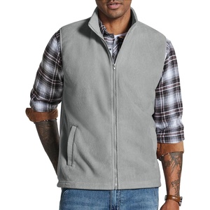 COOFANDY Men’s Polar Fleece Vest Lightweight Sleeveless Zip Up Jacket Warm(Light Grey)