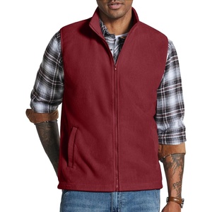 COOFANDY Men’s Polar Fleece Vest Lightweight Sleeveless Zip Up Jacket Warm(Wine Red)