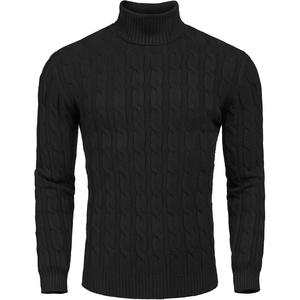 COOFANDY Men’s Slim Fit Turtleneck Sweater Casual Twisted Knitted Pullover(01-black)