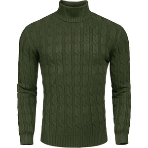 COOFANDY Men’s Slim Fit Turtleneck Sweater Casual Twisted Knitted Pullover(Army Green)