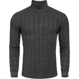 COOFANDY Men’s Slim Fit Turtleneck Sweater Casual Twisted Knitted Pullover(Charcoal Grey)