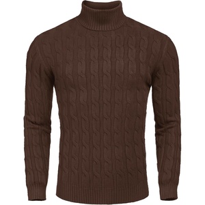 COOFANDY Men’s Slim Fit Turtleneck Sweater Casual Twisted Knitted Pullover(Dark Brown)