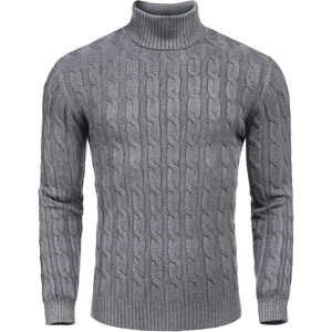 COOFANDY Men’s Slim Fit Turtleneck Sweater Casual Twisted Knitted Pullover(Dark Gray)