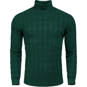 COOFANDY Men’s Slim Fit Turtleneck Sweater Casual Twisted Knitted Pullover(Green)