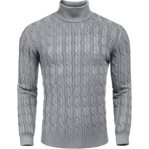 COOFANDY Men’s Slim Fit Turtleneck Sweater Casual Twisted Knitted Pullover(Grey)