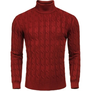 COOFANDY Men’s Slim Fit Turtleneck Sweater Casual Twisted Knitted Pullover(Wine Red)