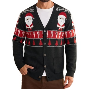 Coofandy Ugly Christmas Sweater Men Xmas Sweater Knitted Cardigan Holiday(Black_santa)