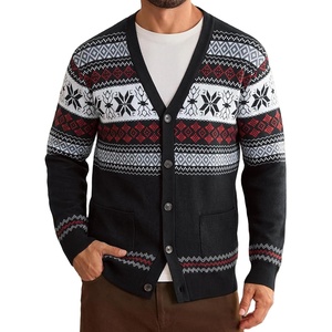 Coofandy Ugly Christmas Sweater Men Xmas Sweater Knitted Cardigan Holiday(Black_snowflake)