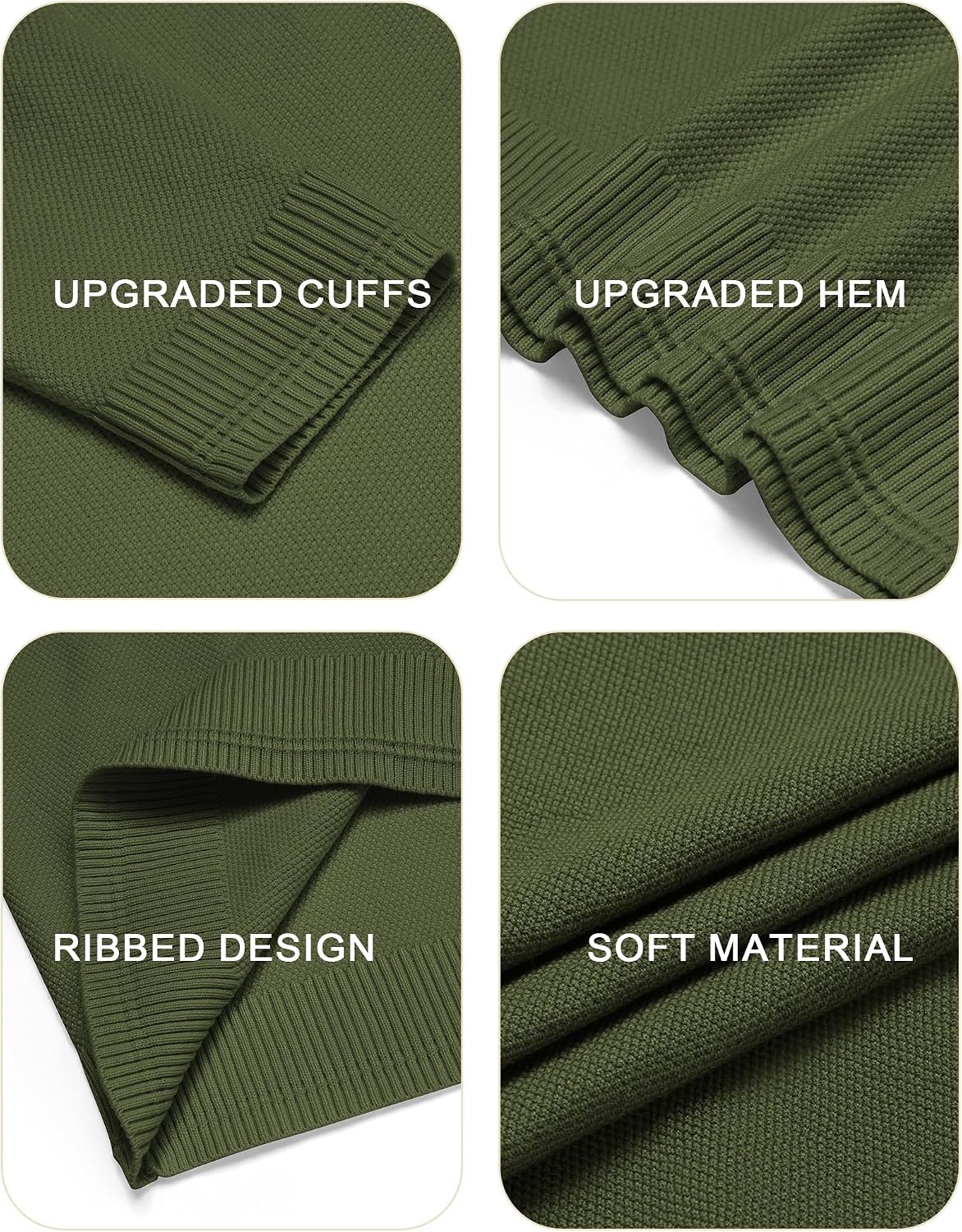 image:imageCOOFANDY Mens Crew Neck Sweaters Long Sleeve Lightweight Pullover SweaterArmy Green