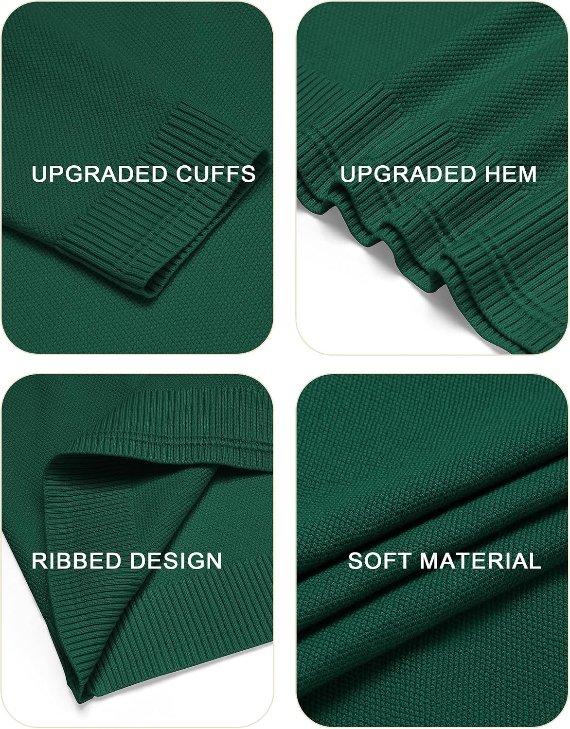 image:imageCOOFANDY Mens Crew Neck Sweaters Long Sleeve Lightweight Pullover SweaterDark Green