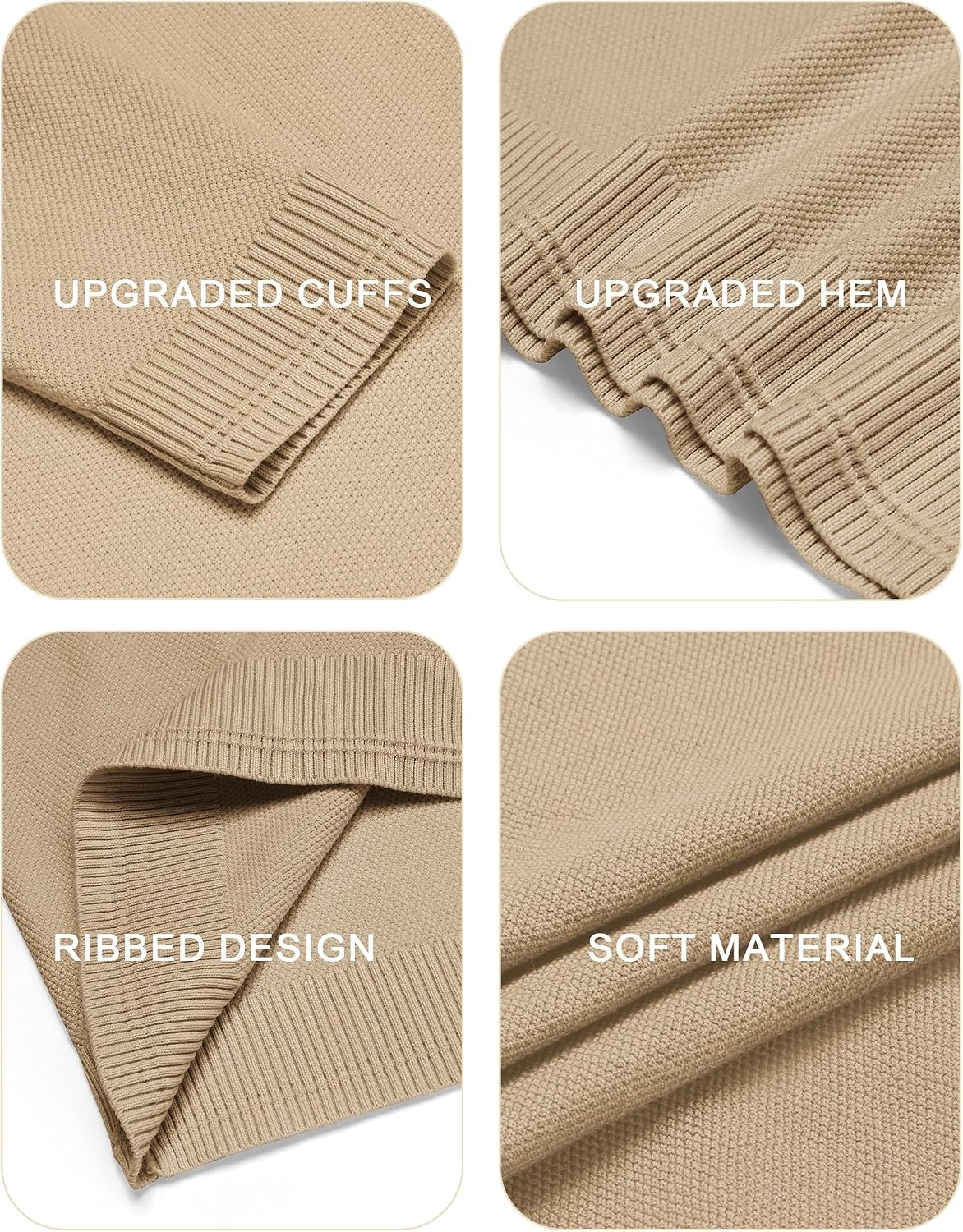 image:imageCOOFANDY Mens Crew Neck Sweaters Long Sleeve Lightweight Pullover SweaterLight Camel