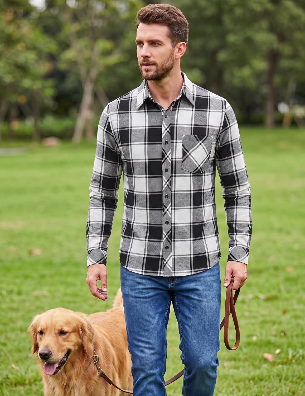 image:imageCOOFANDY Mens Flannel Plaid Shirts Long Sleeve Caual Button Down ShirtsBlack
