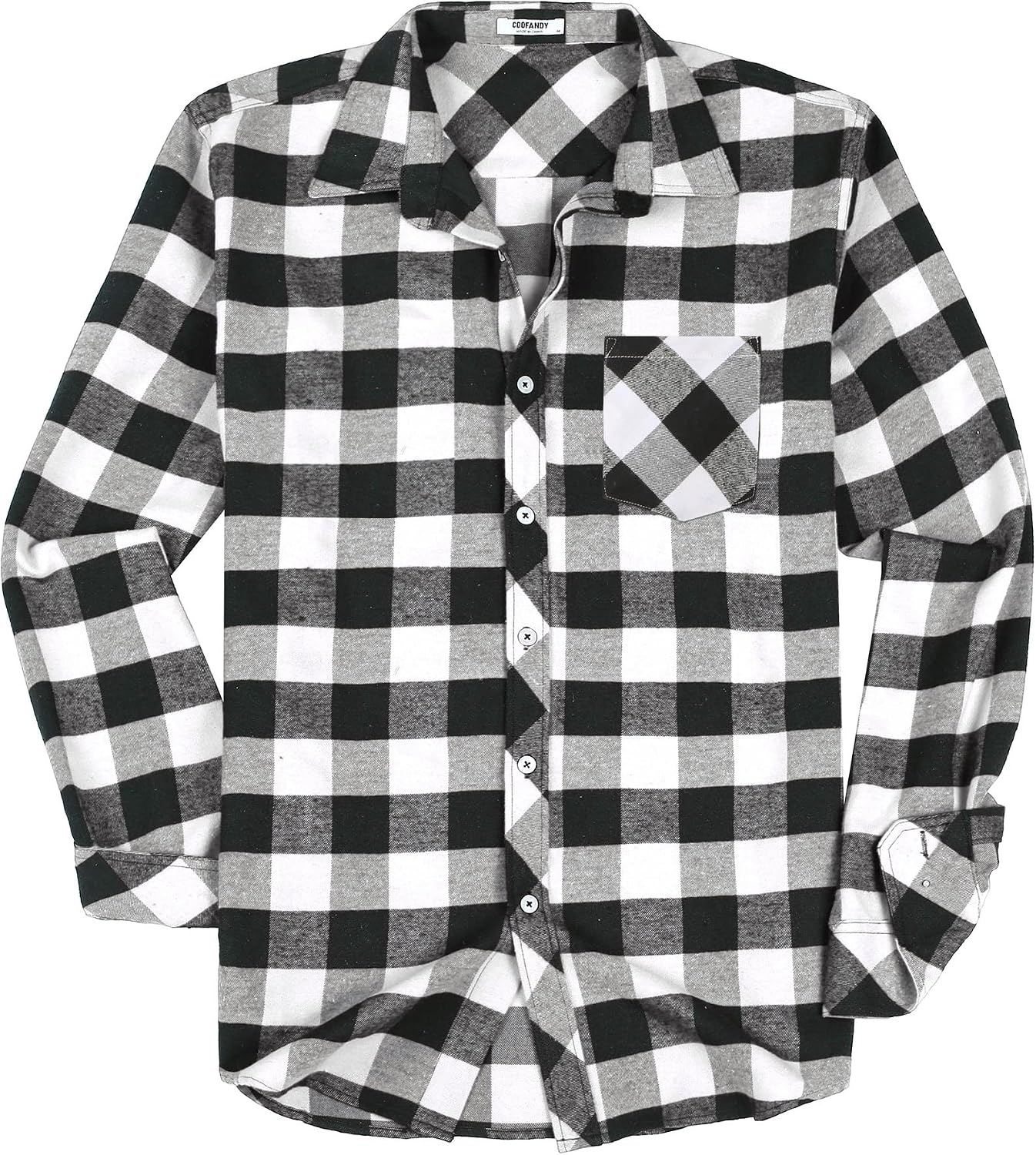 image:imageCOOFANDY Mens Flannel Plaid Shirts Long Sleeve Caual Button Down ShirtsBlackwhite