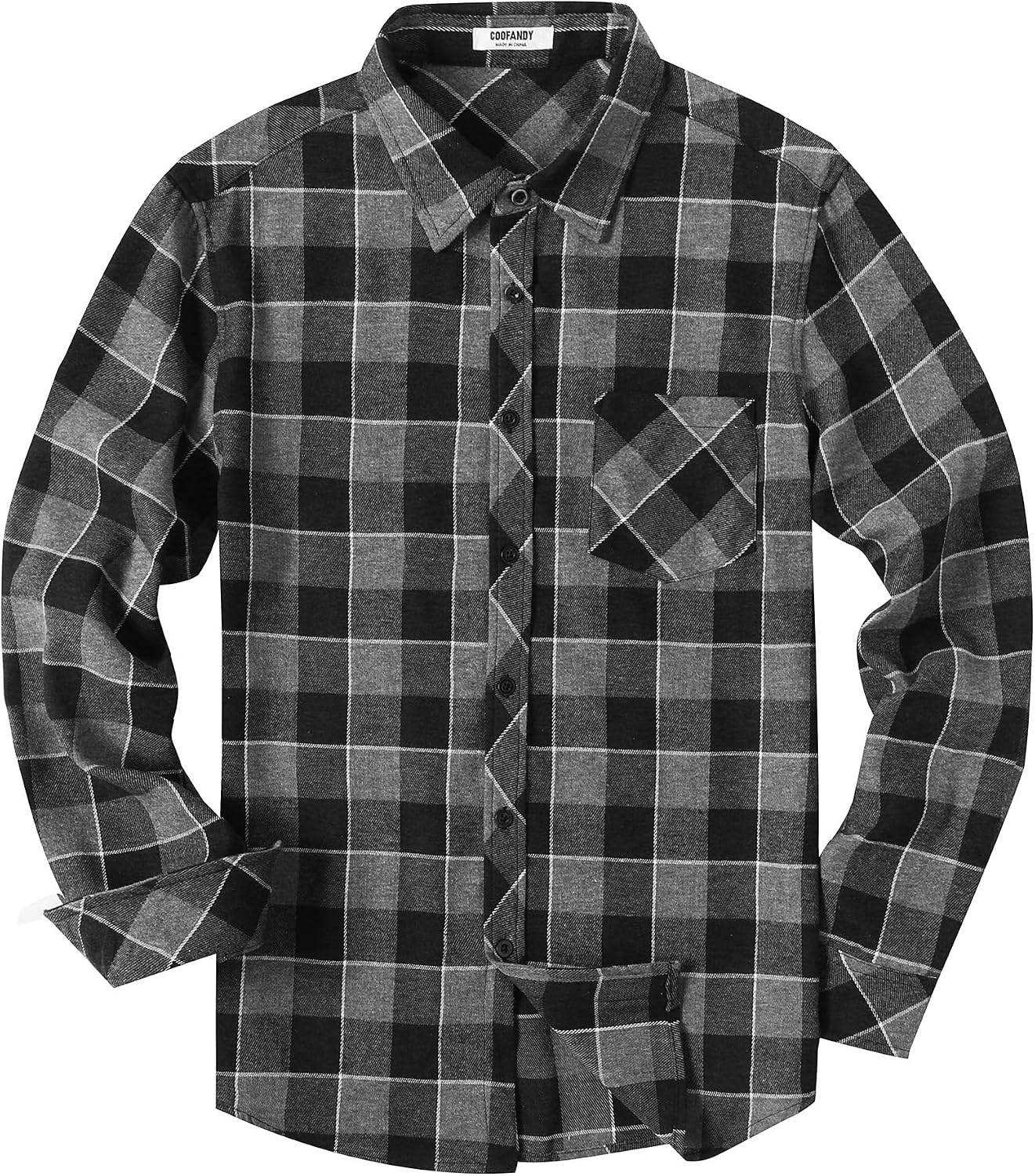 image:imageCOOFANDY Mens Flannel Plaid Shirts Long Sleeve Caual Button Down ShirtsDark Grey
