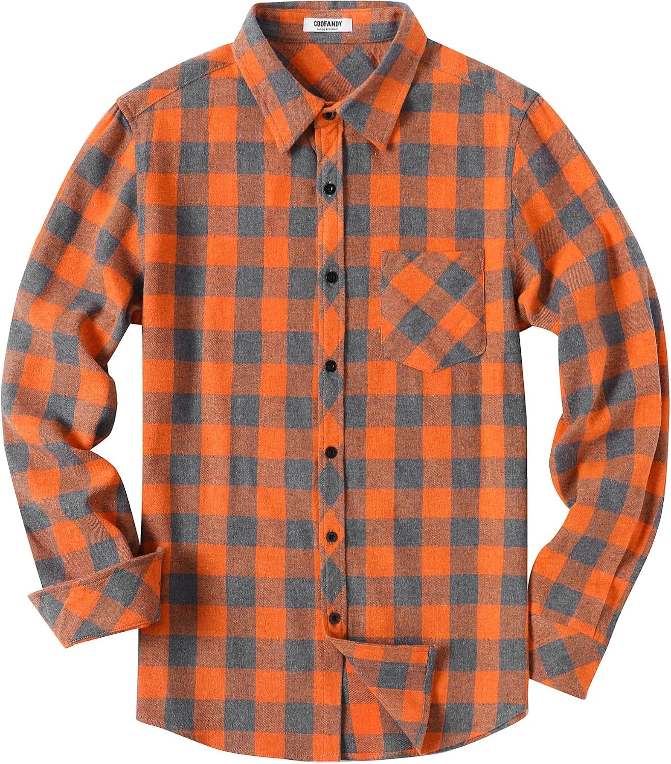image:imageCOOFANDY Mens Flannel Plaid Shirts Long Sleeve Caual Button Down ShirtsOrange