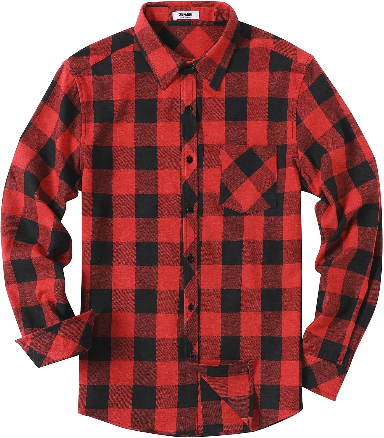 image:imageCOOFANDY Mens Flannel Plaid Shirts Long Sleeve Caual Button Down ShirtsRed