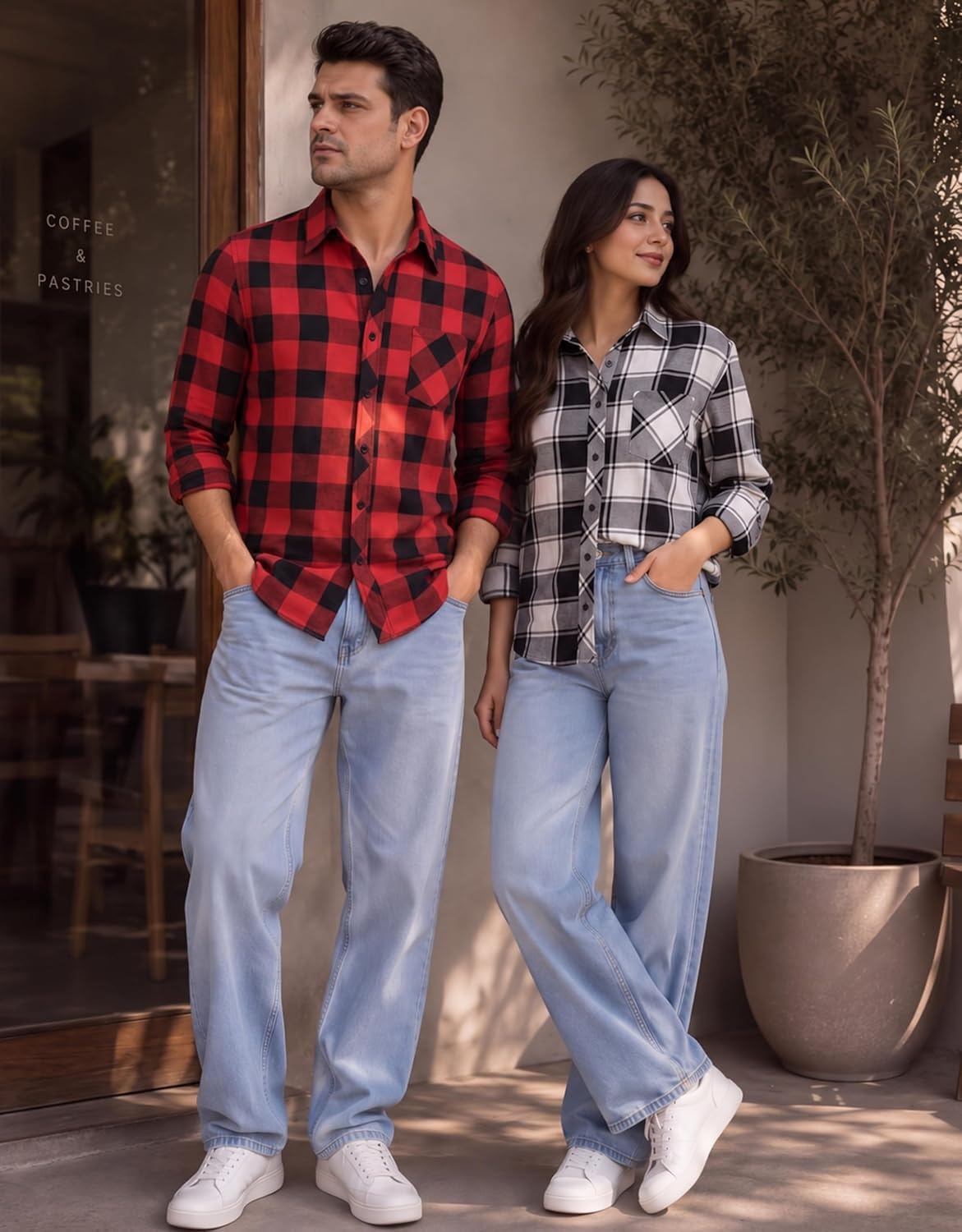 image:imageCOOFANDY Mens Flannel Plaid Shirts Long Sleeve Caual Button Down ShirtsRed
