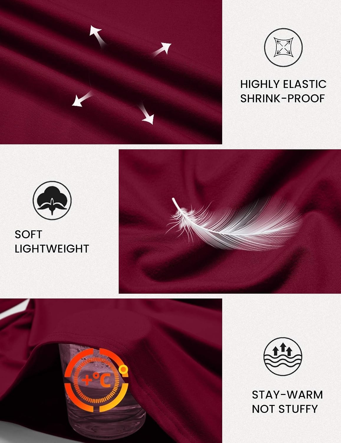image:imageCOOFANDY Mens Long Sleeve Tee Shirts Stretch Crew Neck Tee Shirts Casual T Shirts for MenWine Red