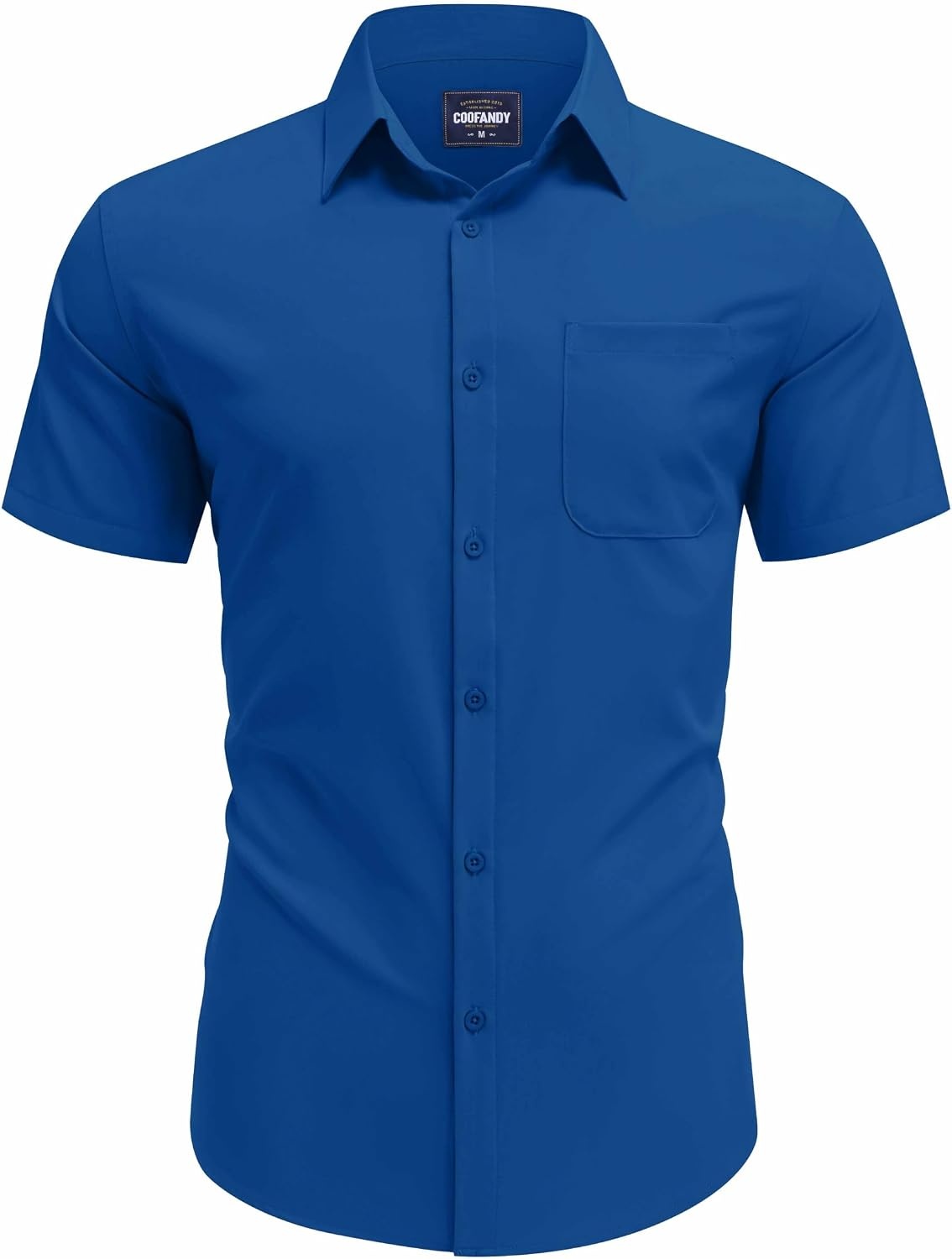 image:imageCOOFANDY Mens Short Sleeve Dress Shirts Wrinkle Free Casual Button Down Shirts with PocketRoyal Blue