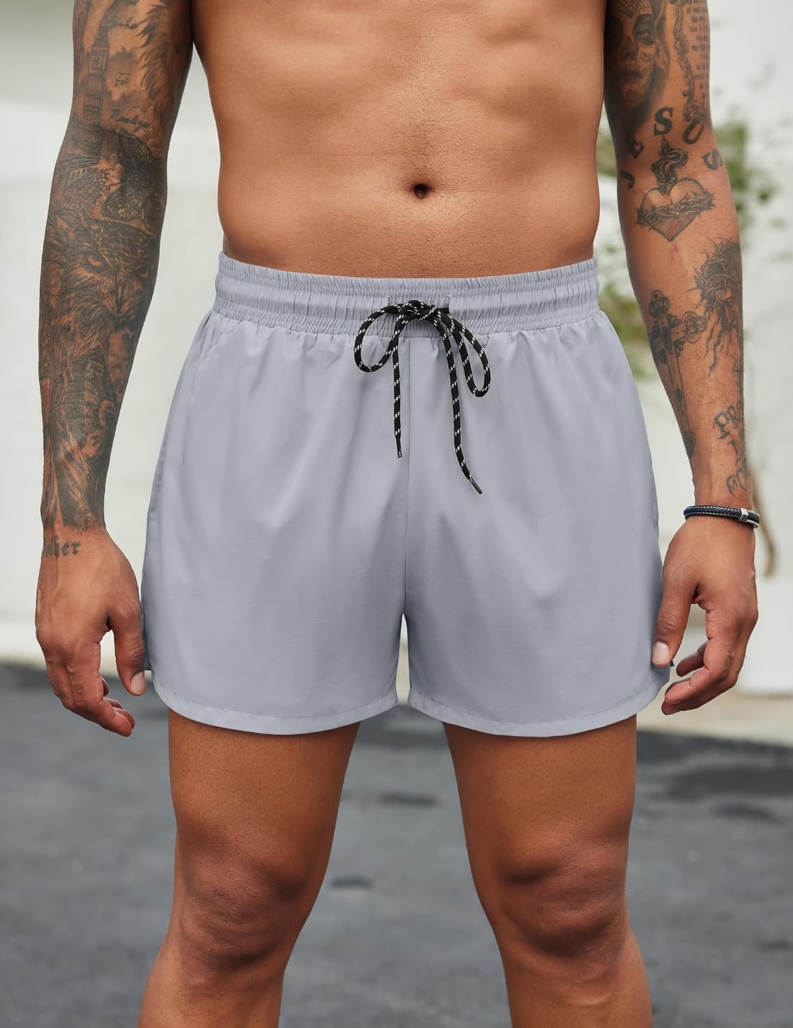 image:imageCOOFANDY Mens Swim Trunks Quick Dry Bathing Suit with Pockets Swimwear Beach Board Short Swimsuit SXXLLight Gray