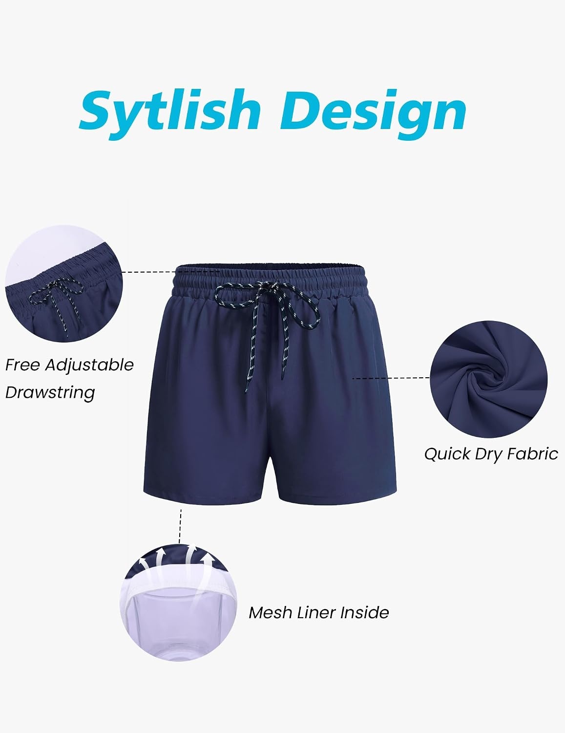 image:imageCOOFANDY Mens Swim Trunks Quick Dry Bathing Suit with Pockets Swimwear Beach Board Short Swimsuit SXXLNavy Blue