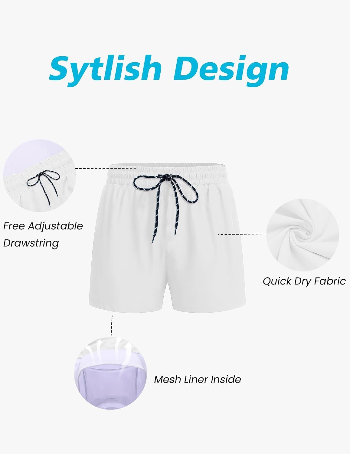 image:imageCOOFANDY Mens Swim Trunks Quick Dry Bathing Suit with Pockets Swimwear Beach Board Short Swimsuit SXXLWhite