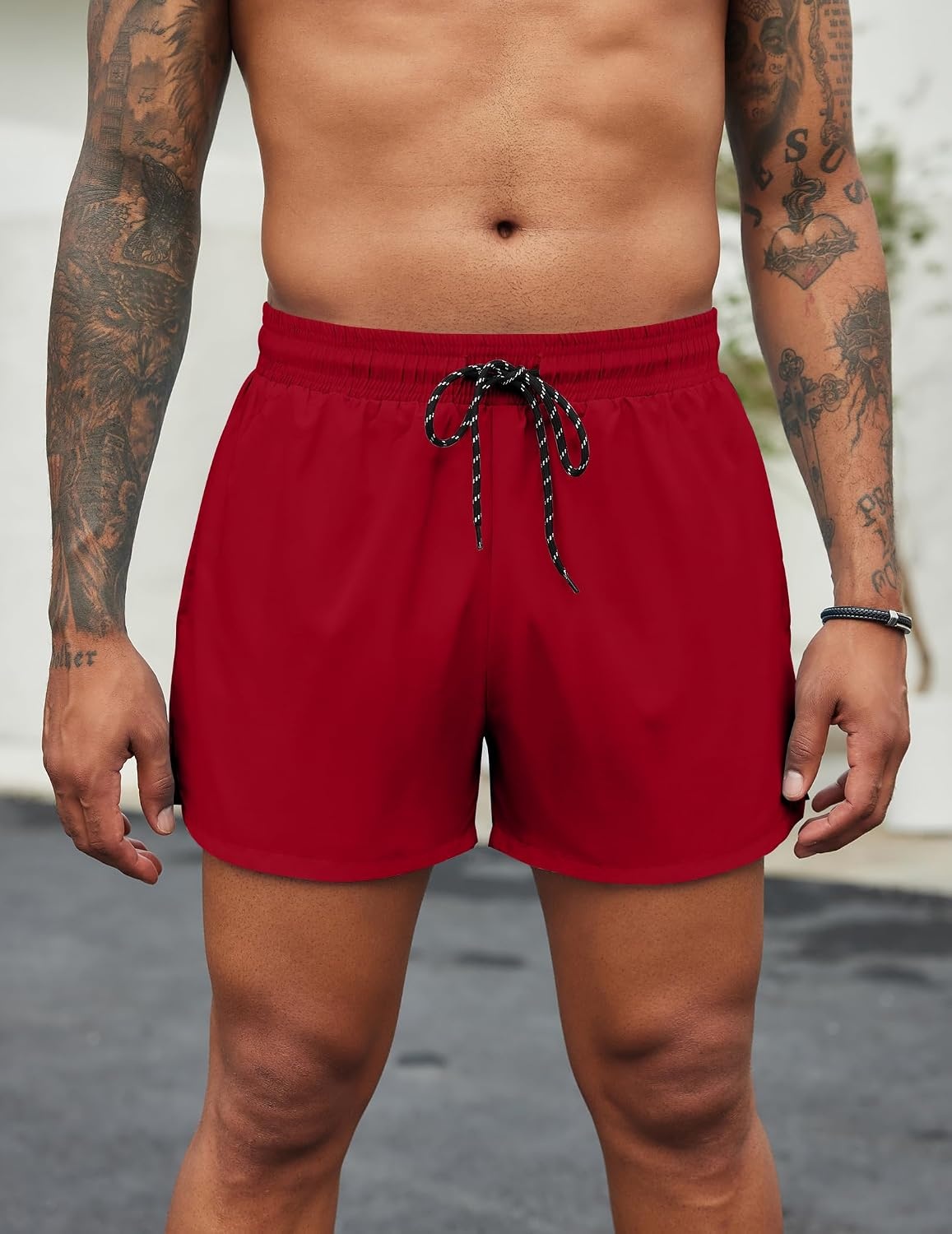 image:imageCOOFANDY Mens Swim Trunks Quick Dry Bathing Suit with Pockets Swimwear Beach Board Short Swimsuit SXXLWine Red