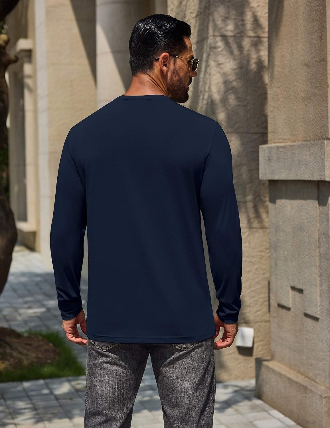image:imageCOOFANDY Mens T Shirts Long Sleeve Cotton Blend TShirts Casual Crew Neck Soft Basic Tee ShirtsBlue Violet