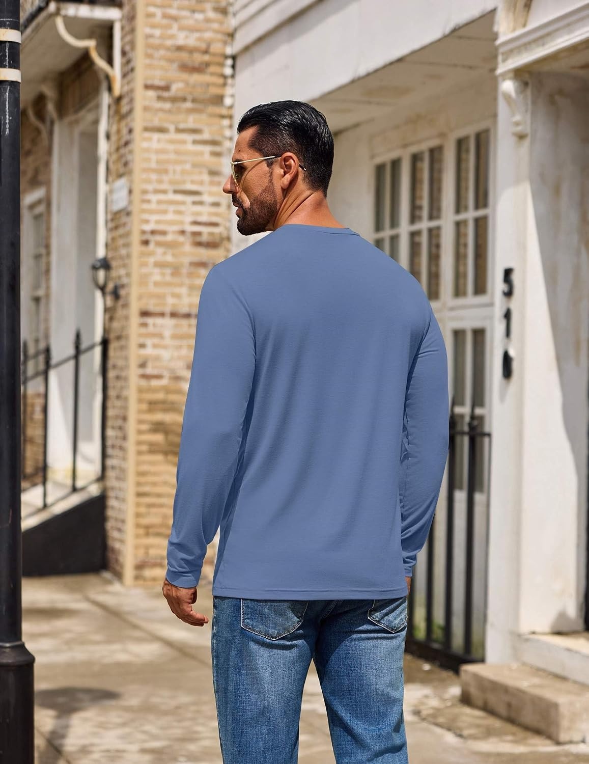 image:imageCOOFANDY Mens T Shirts Long Sleeve Cotton Blend TShirts Casual Crew Neck Soft Basic Tee ShirtsNavy