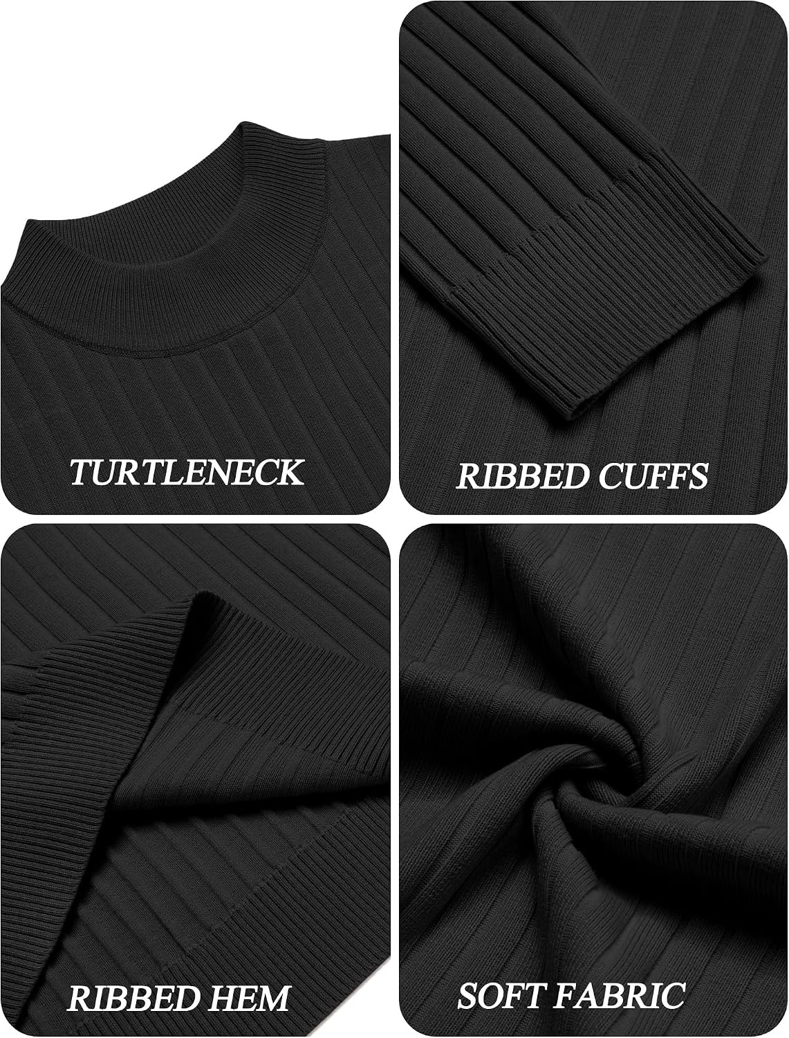 image:imageCOOFANDY Mens Turtleneck Sweater Mock Neck Knitted Ribbed Pullover SweaterBlack