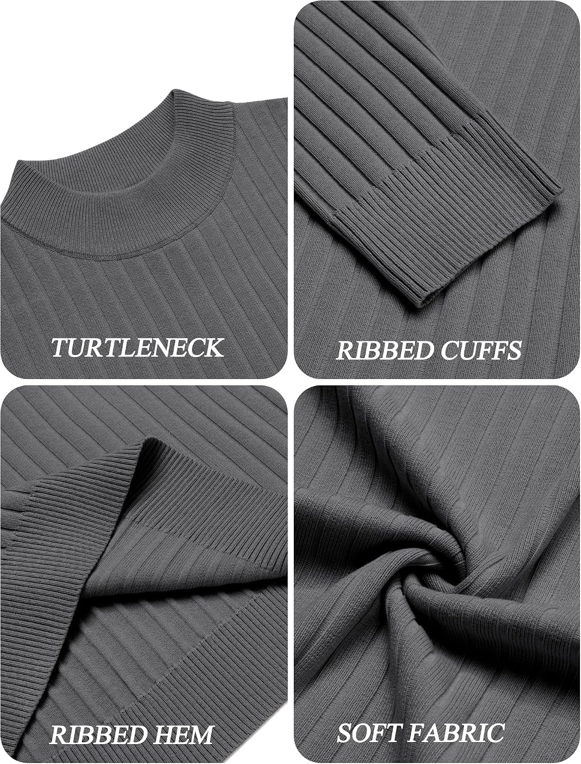 image:imageCOOFANDY Mens Turtleneck Sweater Mock Neck Knitted Ribbed Pullover SweaterGrey