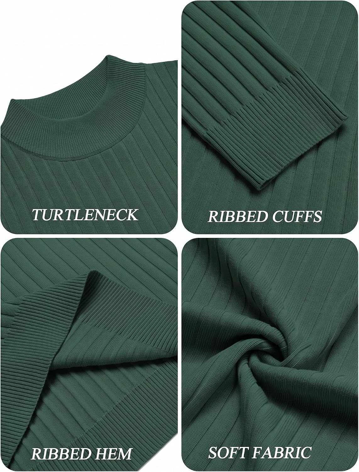 image:imageCOOFANDY Mens Turtleneck Sweater Mock Neck Knitted Ribbed Pullover SweaterLake Green