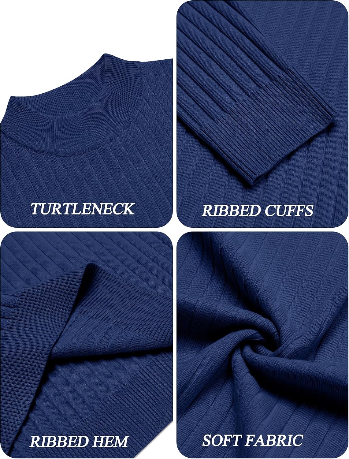image:imageCOOFANDY Mens Turtleneck Sweater Mock Neck Knitted Ribbed Pullover SweaterNavy Blue