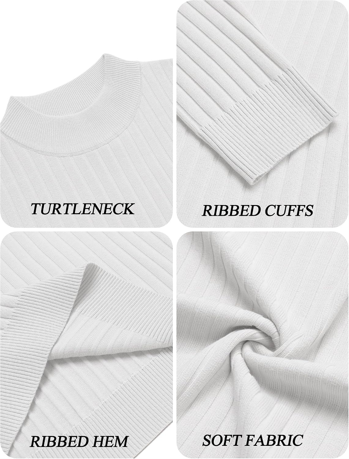 image:imageCOOFANDY Mens Turtleneck Sweater Mock Neck Knitted Ribbed Pullover SweaterWhite