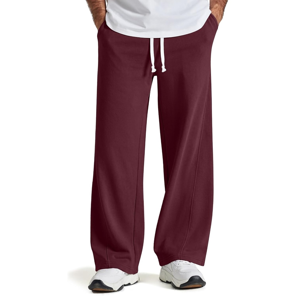 image:imageCOOFANDY Baggy Sweatpants Men Wide Leg Cotton Joggers for Men with PocketsBurgundy