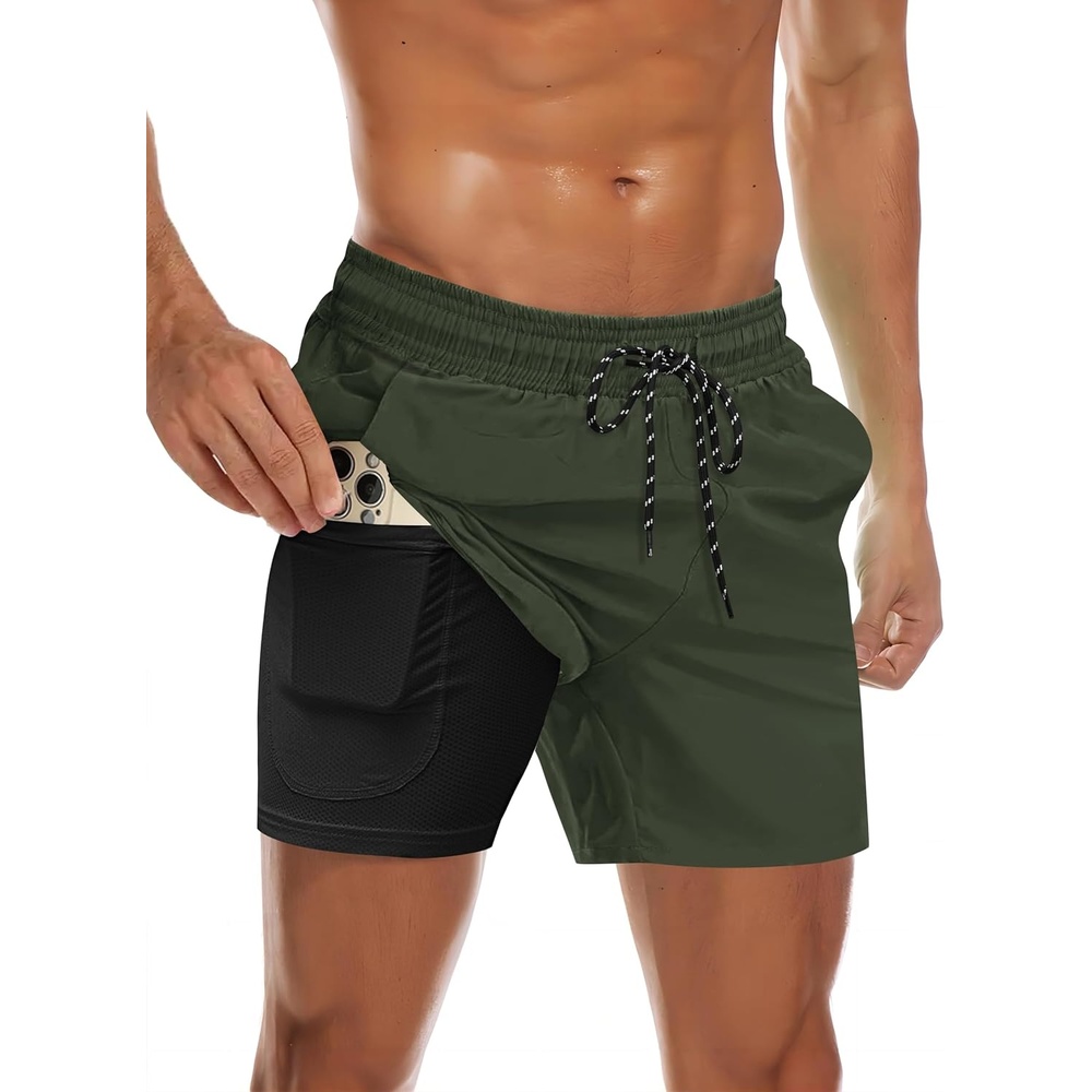 image:imageCOOFANDY Mens Swim Trunks Quick Dry Bathing Suit with Pockets Swimwear Beach Board Short Swimsuit SXXLArmy Green
